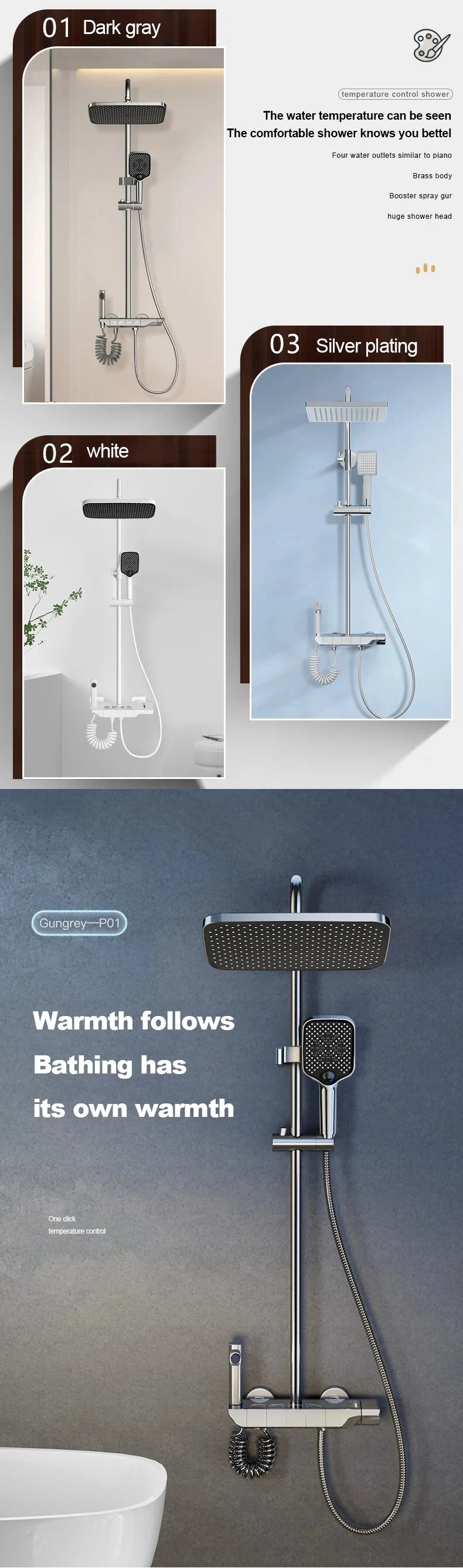 Bathroom Shower Set 4 Functions Digital Display