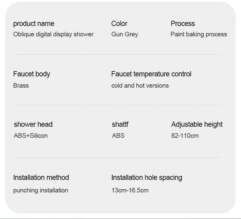 Bathroom Shower Set 4 Functions Digital Display